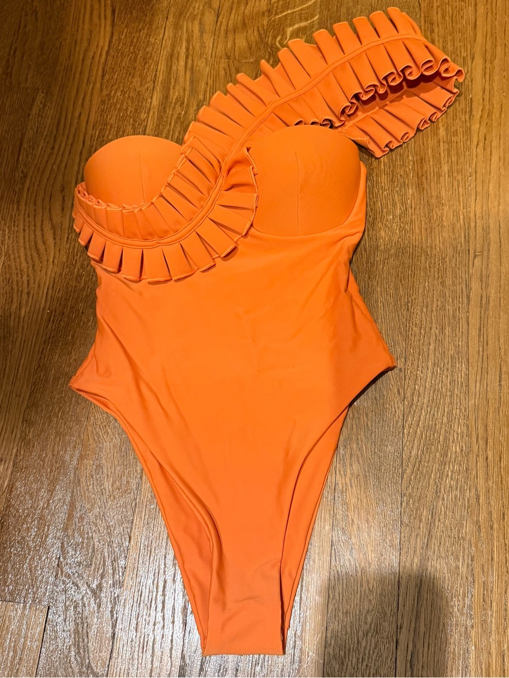 Andrea Iyamah Orange One-Shoulder Ruffled Kids One-Piece